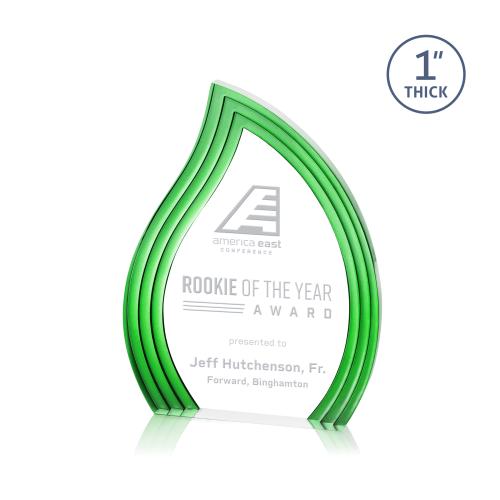 Awards and Trophies - Acrylic Awards - Tidworth Blaze Green Flame Acrylic Award