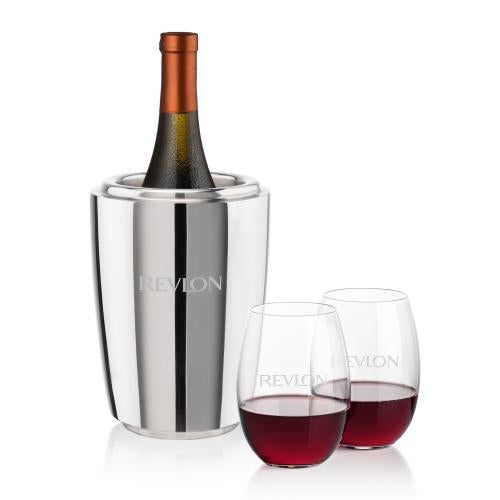 Corporate Gifts - Barware - Wine Accessories - Wine Coolers - Pescara Wine Cooler & Carlita Stemless Wine Set
