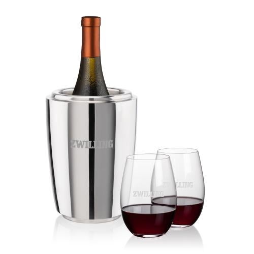 Corporate Gifts - Barware - Wine Accessories - Wine Coolers - Pescara Wine Cooler & Laurent Stemless Wine Set