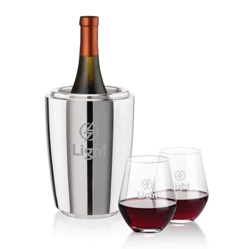 Corporate Gifts - Barware - Wine Accessories - Wine Coolers - Pescara Wine Cooler & Reina Stemless Wine Set