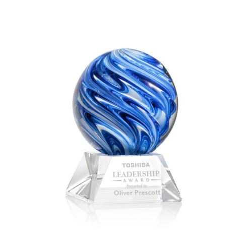 Awards and Trophies - Crystal Awards - Glass Awards - Art Glass Awards - Naples Clear on Sheffield Base Globe Glass Award