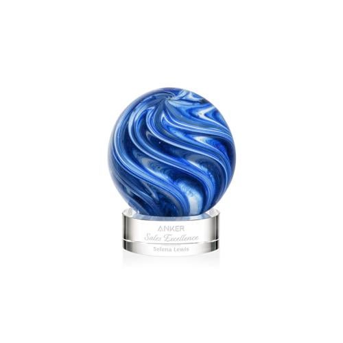 Awards and Trophies - Crystal Awards - Glass Awards - Art Glass Awards - Naples Clear on Stanrich Base Globe Glass Award