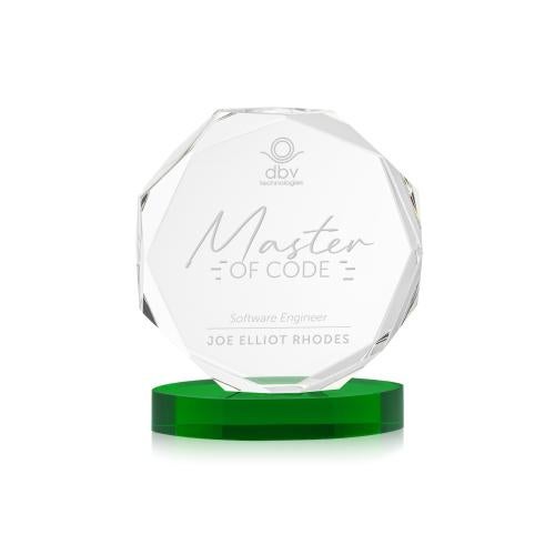 Awards and Trophies - Crystal Awards - Acadian Green on Alberton Base Crystal Award