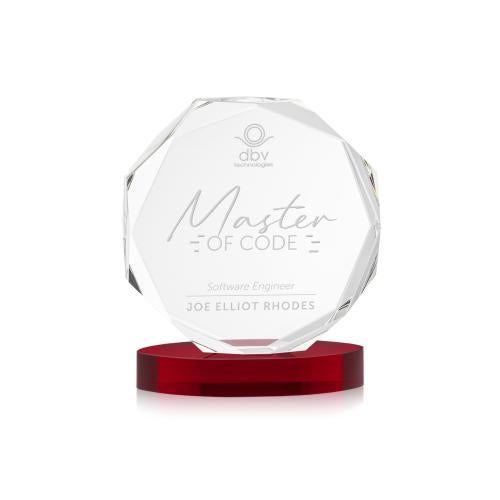 Awards and Trophies - Crystal Awards - Acadian Red on Alberton Base Crystal Award