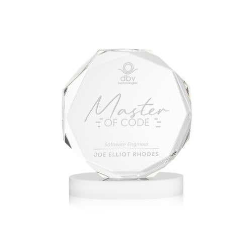 Awards and Trophies - Crystal Awards - Acadian White on Alberton Base Polygon Crystal Award