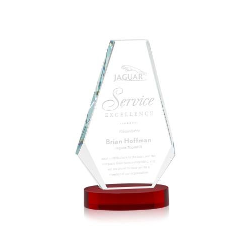 Awards and Trophies - Crystal Awards - Kingsley Red on Alberton Base Polygon Crystal Award