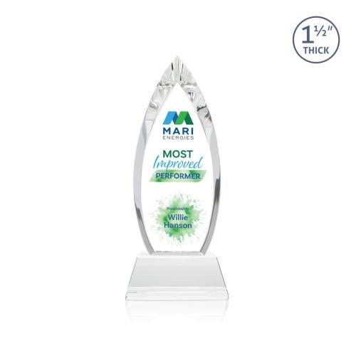 Awards and Trophies - Crystal Awards - Fortier Full Color Clear on Entwhistle Base Peaks Crystal Award