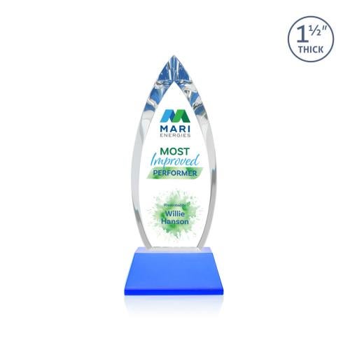 Awards and Trophies - Crystal Awards - Fortier Full Color Sky Blue on Entwhistle Base Peaks Crystal Award