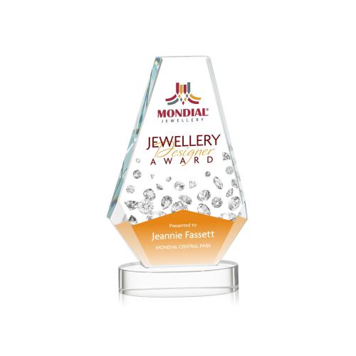 Awards and Trophies - Crystal Awards - Kingsley Full Color Clear on Alberton Base Polygon Crystal Award