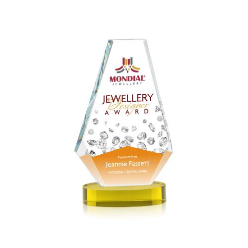 Awards and Trophies - Crystal Awards - Kingsley Full Color Gold on Alberton Base Polygon Crystal Award
