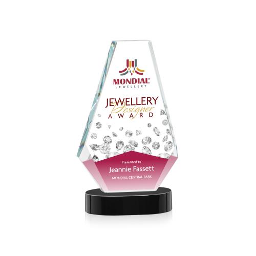 Awards and Trophies - Crystal Awards - Kingsley Full Color Black on Alberton Base Crystal Award
