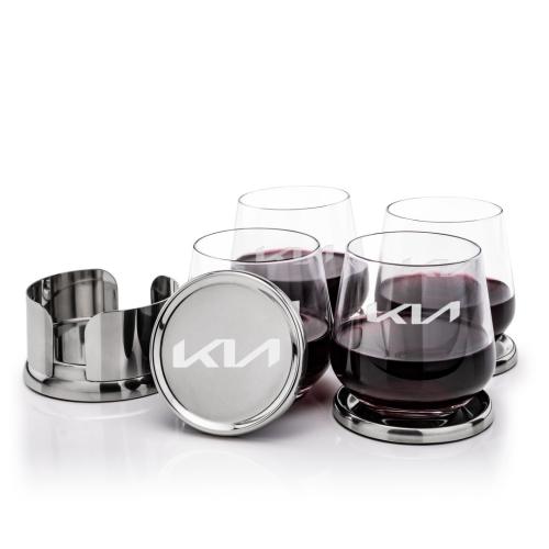 Corporate Gifts - Barware - Gift Sets - Baldoni Coasters & Garland Stemless Wine Set