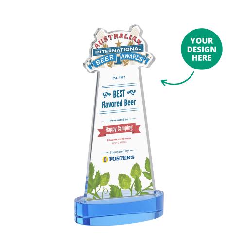 Awards and Trophies - Crystal Awards - EdgeCraft Full Color on Alberton Base - Sky Blue (via Air)
