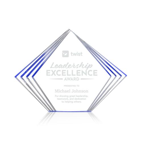 Awards and Trophies - Acrylic Awards - Crawford Blue Diamond Acrylic Award