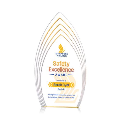 Awards and Trophies - Acrylic Awards - Turello Full Color Gold Peaks Acrylic Award