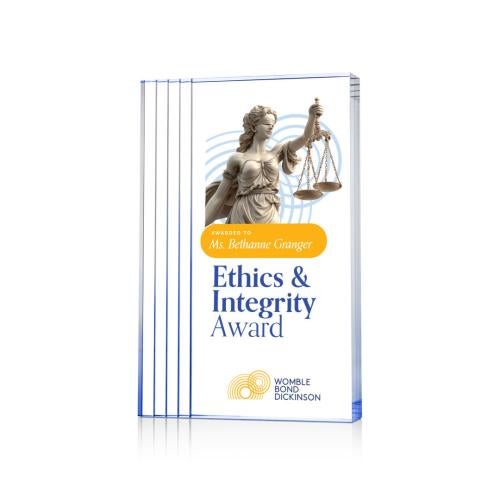 Awards and Trophies - Acrylic Awards - Haverton Full Color Blue Rectangle Acrylic Award