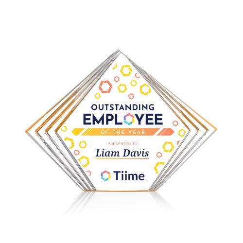 Awards and Trophies - Acrylic Awards - Crawford Full Color Gold Diamond Acrylic Award