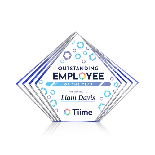 Awards and Trophies - Acrylic Awards - Crawford Full Color Blue Diamond Acrylic Award