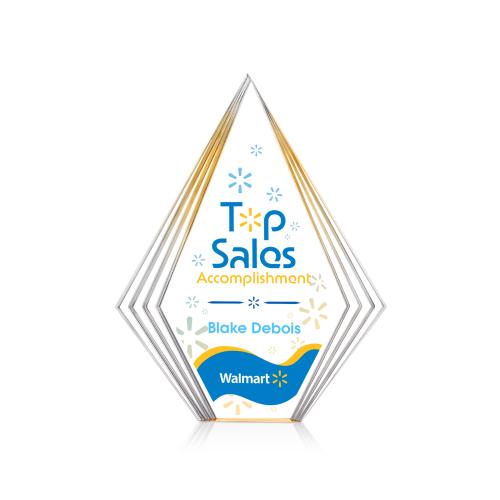 Awards and Trophies - Acrylic Awards - Brantley Full Color Gold Diamond Acrylic Award