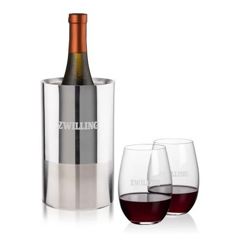 Corporate Gifts - Barware - Gift Sets - Catania Wine Cooler & Laurent Stemless Wine Set