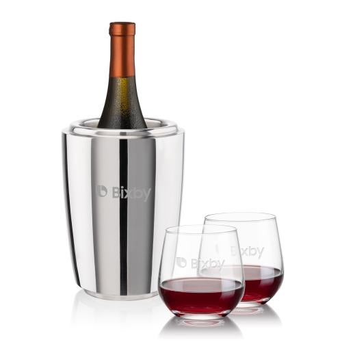 Corporate Gifts - Barware - Gift Sets - Pescara Wine Cooler & Garland Stemless Wine Set