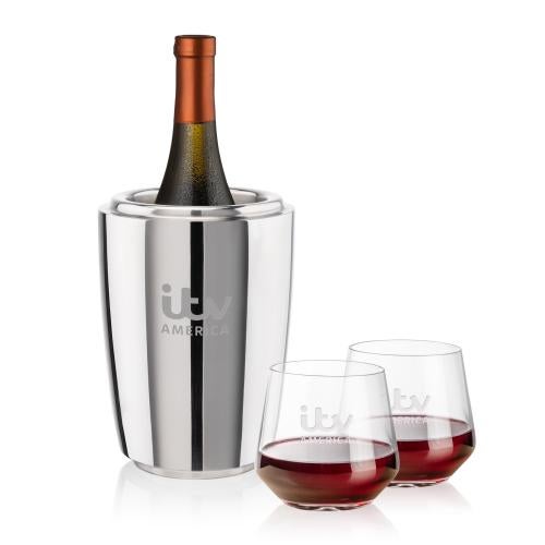 Corporate Gifts - Barware - Gift Sets - Pescara Wine Cooler & Sturgis Stemless Wine Set