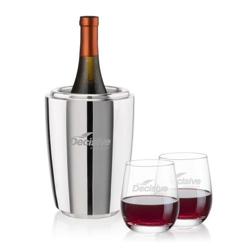 Corporate Gifts - Barware - Gift Sets - Pescara Wine Cooler & Salem Stemless Wine Set
