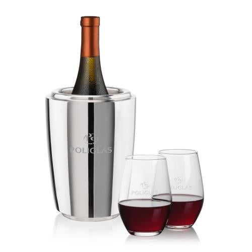 Corporate Gifts - Barware - Gift Sets - Pescara Wine Cooler & Vale Stemless Wine Set