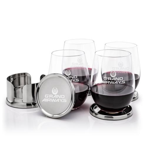Corporate Gifts - Barware - Gift Sets - Baldoni Coasters & Redmond Stemless Wine Set