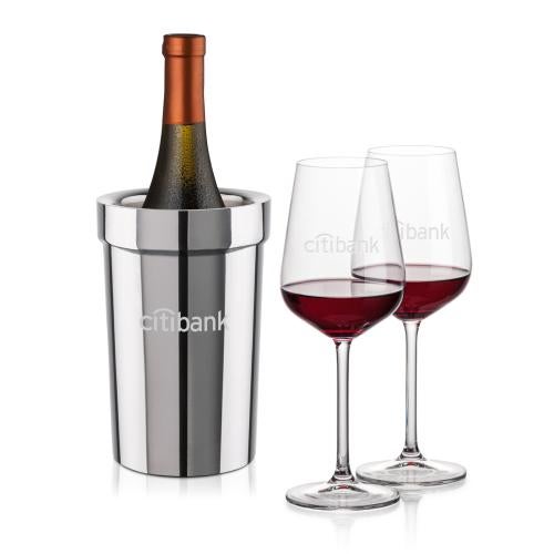 Corporate Gifts - Barware - Wine Glasses - Milano Wine Cooler & Elderwood Wine Set