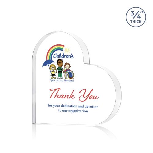 Awards and Trophies - Crystal Awards - Davina Heart Full Color Clear Unique Crystal Award