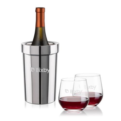 Corporate Gifts - Barware - Gift Sets - Milano Wine Cooler & Garland Stemless Wine Set