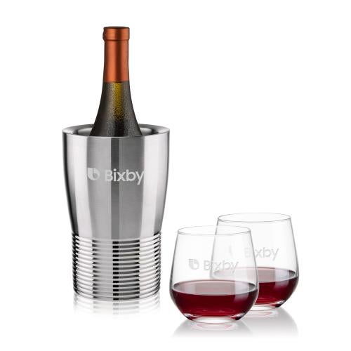 Corporate Gifts - Barware - Wine Accessories - Wine Coolers - Genoa Wine Cooler & Garland Stemless Wine Set