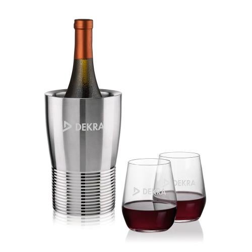 Corporate Gifts - Barware - Wine Accessories - Wine Coolers - Genoa Wine Cooler & Germain Stemless Wine Set