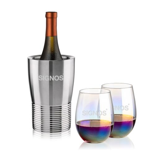 Corporate Gifts - Barware - Wine Accessories - Wine Coolers - Genoa Wine Cooler & Miami Stemless Wine Set