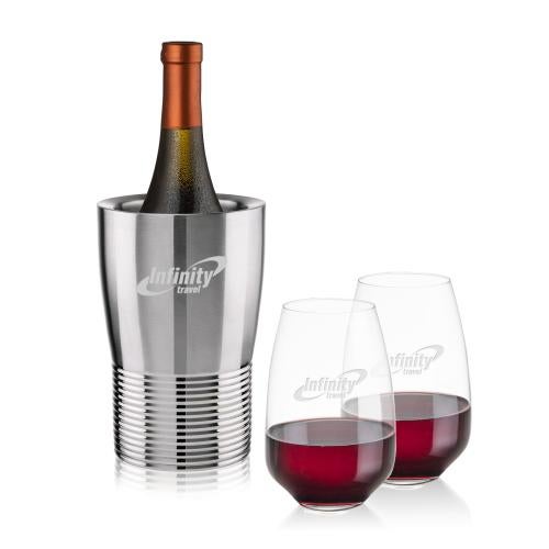 Corporate Gifts - Barware - Wine Accessories - Wine Coolers - Genoa Wine Cooler & Oldham Stemless Wine Set