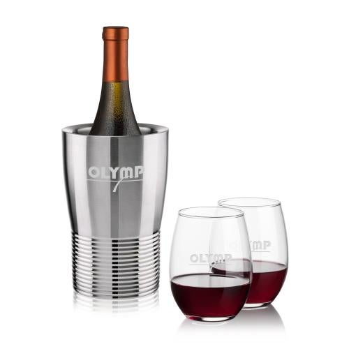 Corporate Gifts - Barware - Wine Accessories - Wine Coolers - Genoa Wine Cooler & Stanford Stemless Wine Set