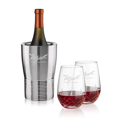 Corporate Gifts - Barware - Wine Accessories - Wine Coolers - Genoa Wine Cooler & Templeton Stemless Wine Set