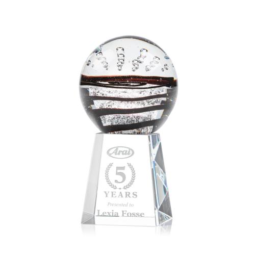 Awards and Trophies - Crystal Awards - Glass Awards - Art Glass Awards - Serenity Clear on Celestina Base Globe Glass Award