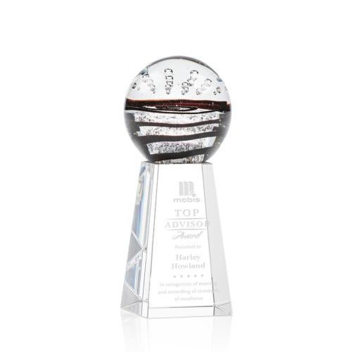 Awards and Trophies - Crystal Awards - Glass Awards - Art Glass Awards - Serenity Clear on Novita Base Globe Glass Award