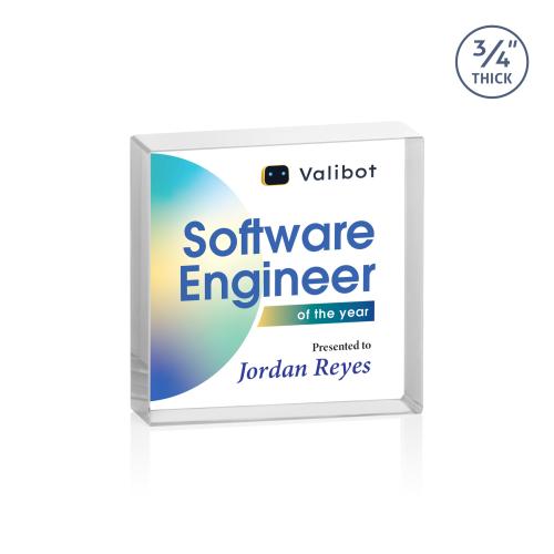 Awards and Trophies - Crystal Awards - Upton Square Full Color Clear Square / Cube Crystal Award