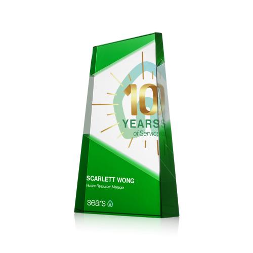 Awards and Trophies - Crystal Awards - Amstel Full Color Green Towers Crystal Award