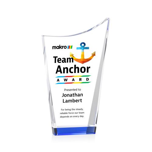 Awards and Trophies - Crystal Awards - Burnett Full Color Blue  Peaks Crystal Award