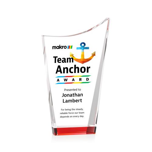 Awards and Trophies - Crystal Awards - Burnett Full Color Red Peaks Crystal Award