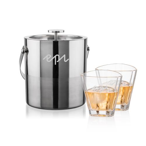 Corporate Gifts - Barware - Ice Buckets - Catania Ice Bucket & Arrellano On-the-Rocks Set
