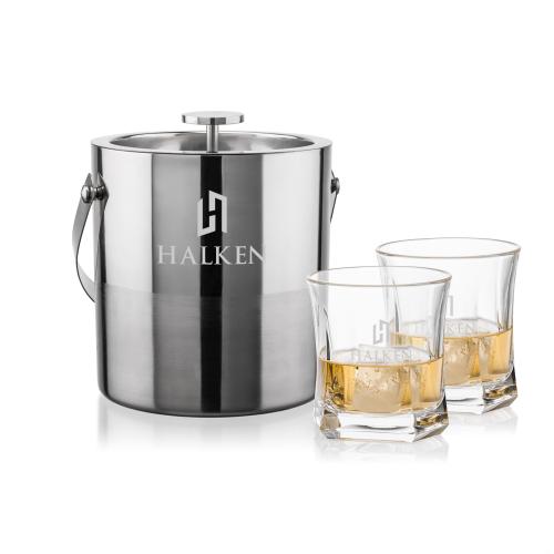 Corporate Gifts - Barware - Gift Sets - Catania Ice Bucket & Avalon On-the-Rocks Set