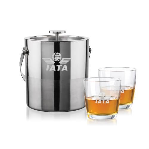 Corporate Gifts - Barware - Ice Buckets - Catania Ice Bucket & Carberry On-the-Rocks Set