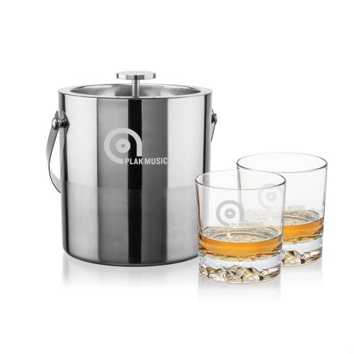 Corporate Gifts - Barware - Gift Sets - Catania Ice Bucket & Cassidy On-the-Rocks Set