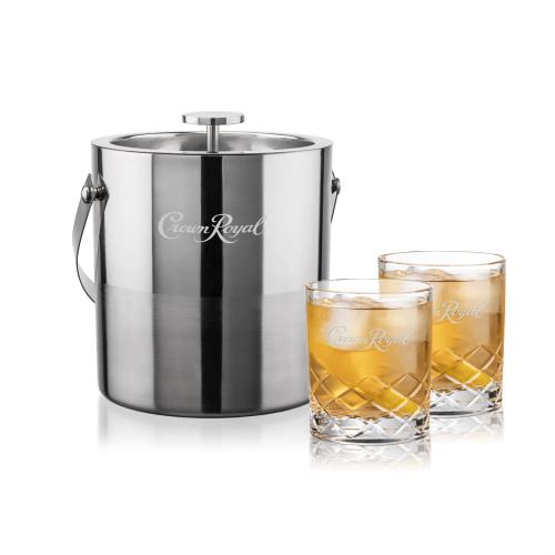 Corporate Gifts - Barware - Ice Buckets - Catania Ice Bucket & Durham On-the-Rocks Set
