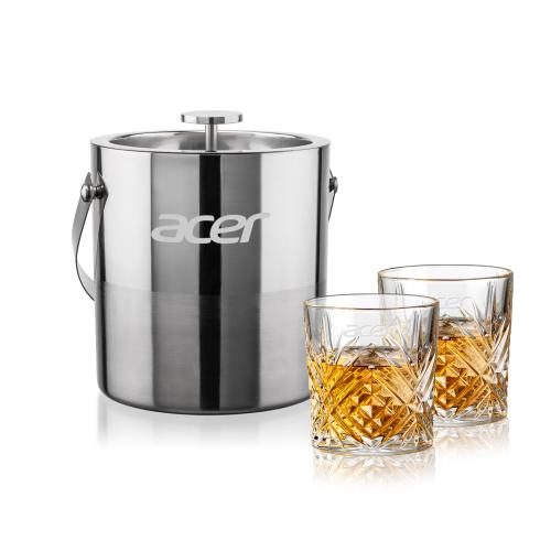 Corporate Gifts - Barware - Gift Sets - Catania Ice Bucket & Milford On-the-Rocks Set